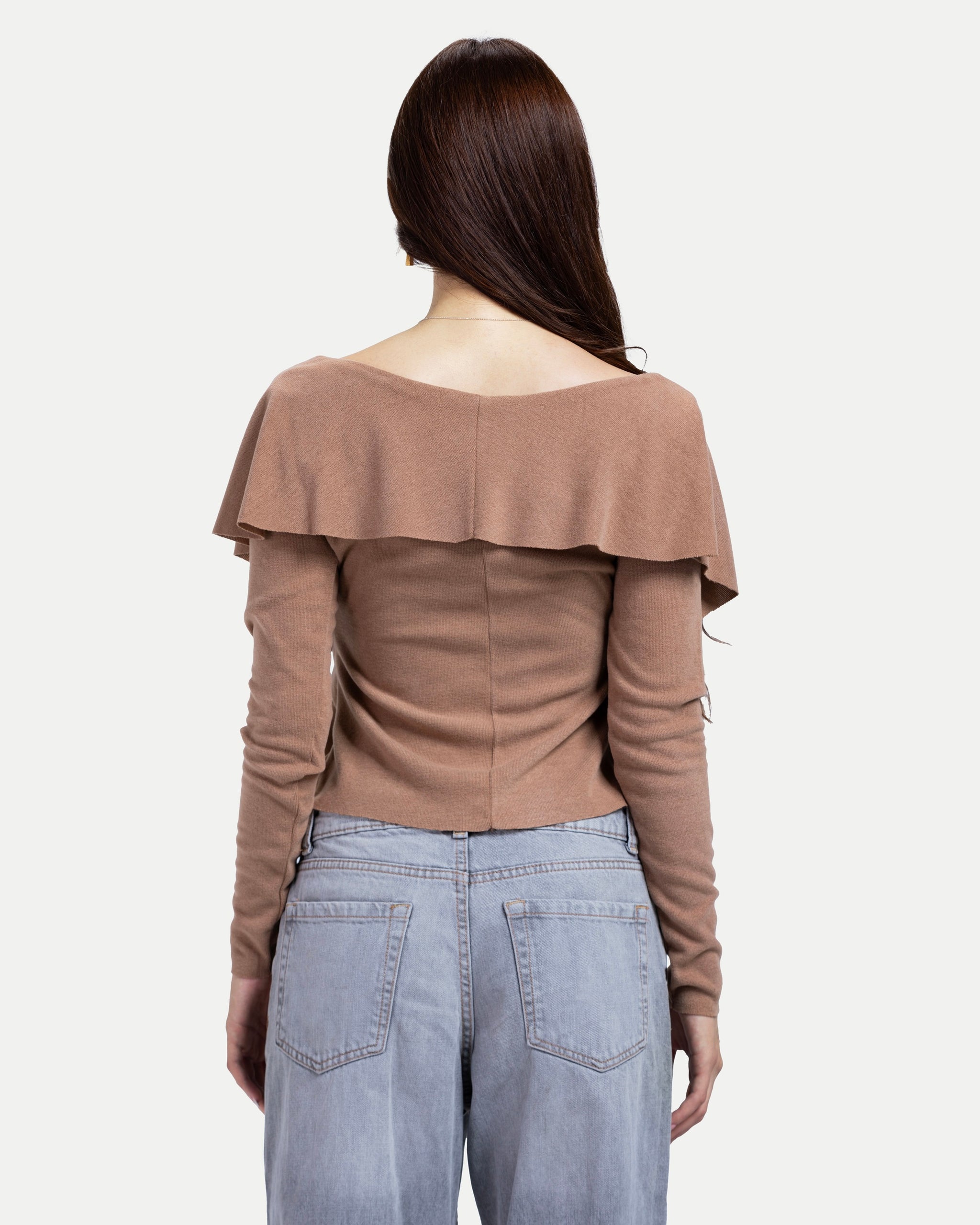 Off-Shoulder Blouse -Brown