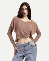 Off-Shoulder Blouse -Brown