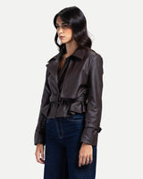 Veda Crop Jacket -Brwon