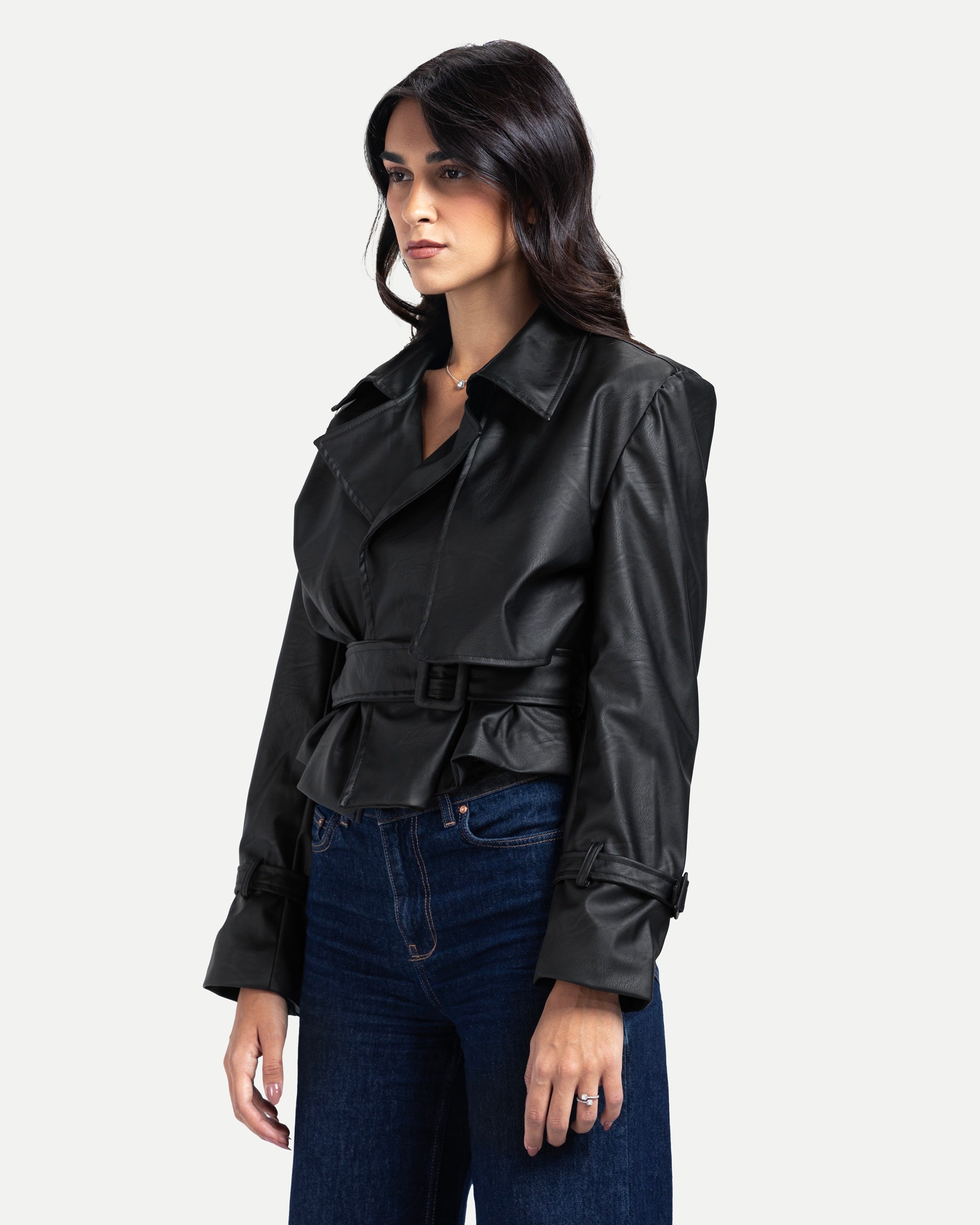 Veda Crop Jacket -Black