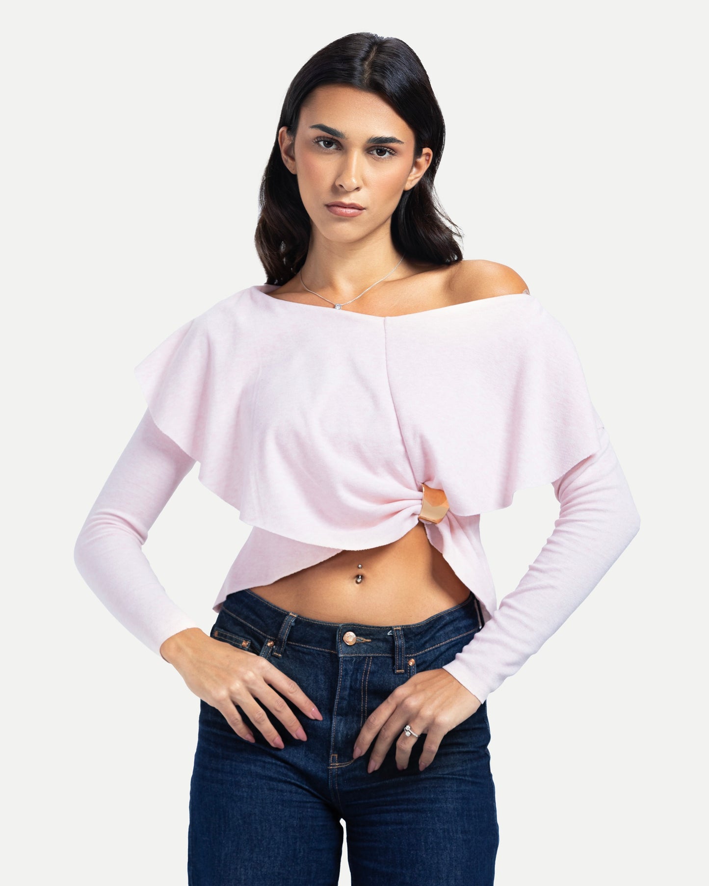 Off-Shoulder Blouse -Pink
