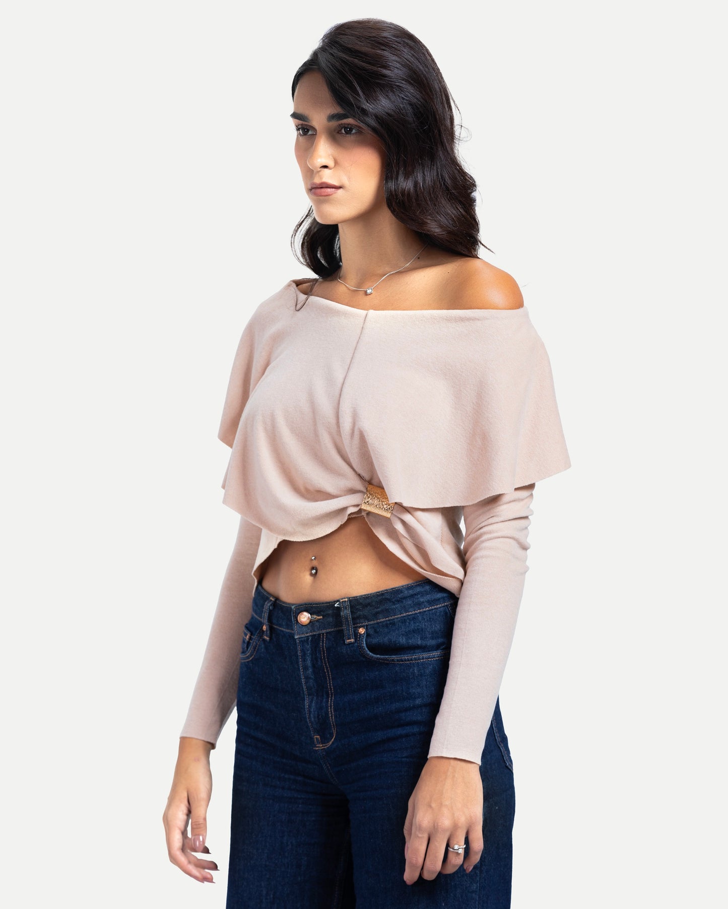 Off-Shoulder Blouse -Beige