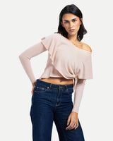 Off-Shoulder Blouse -Beige