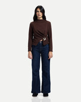 Side Twist Blouse -Brown