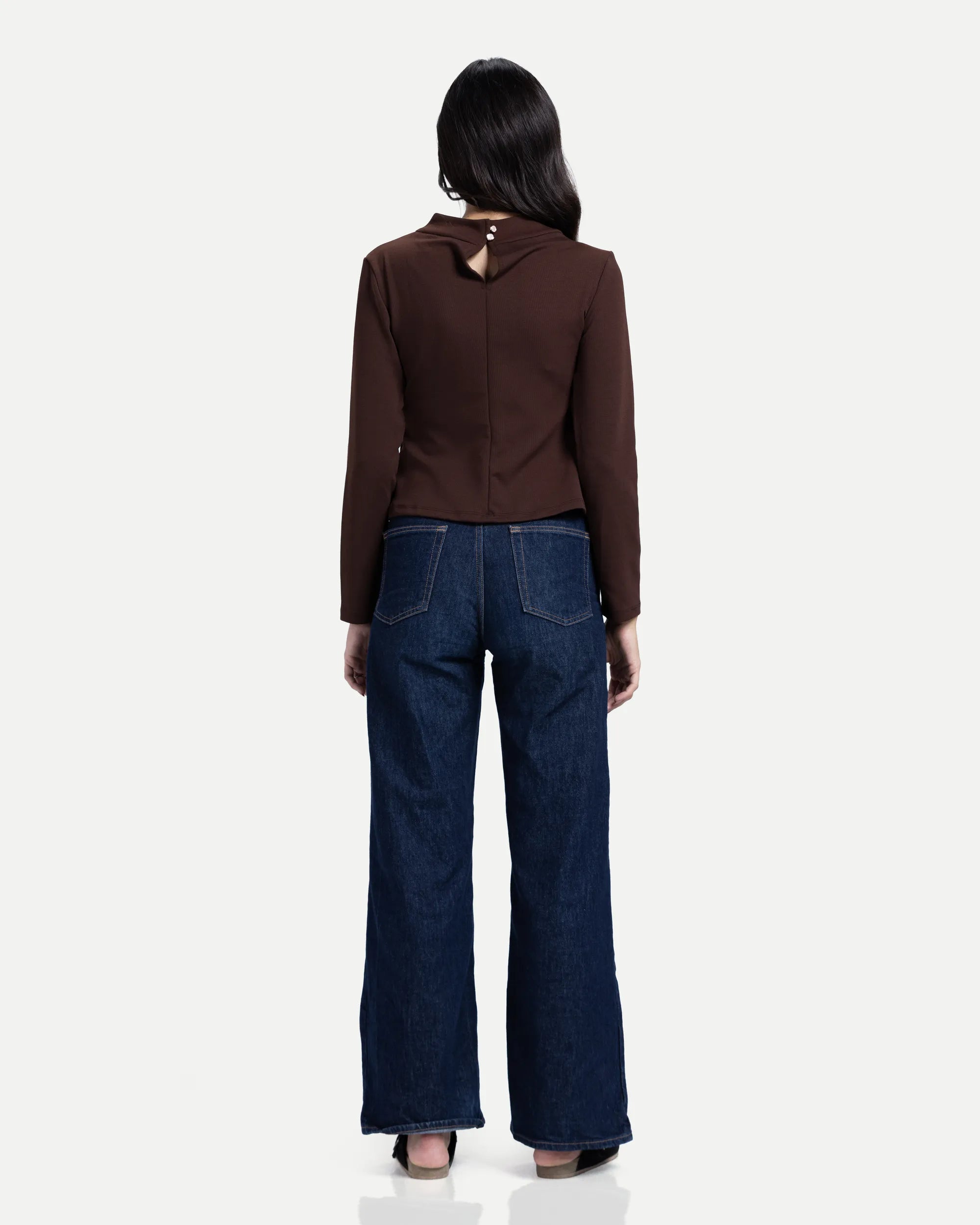 Side Twist Blouse -Brown