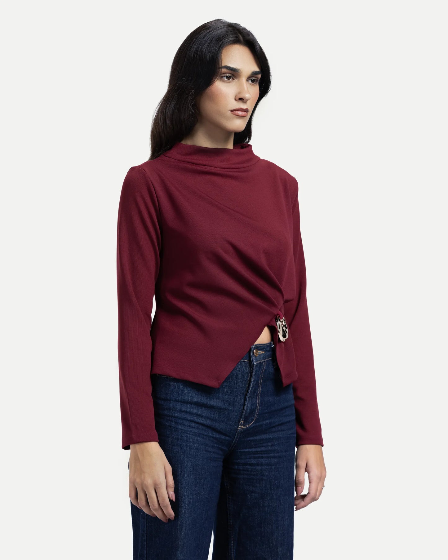Side Twist Blouse -Red